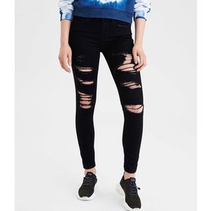 American Eagle Jeggings Ripped Black